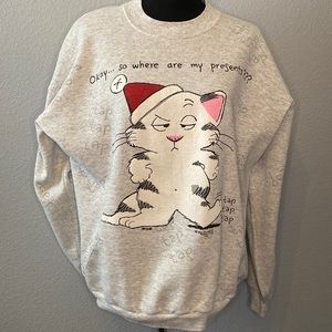 Vintage RARE Guy‎ Gilchrist Cat Christmas Sweatshirt